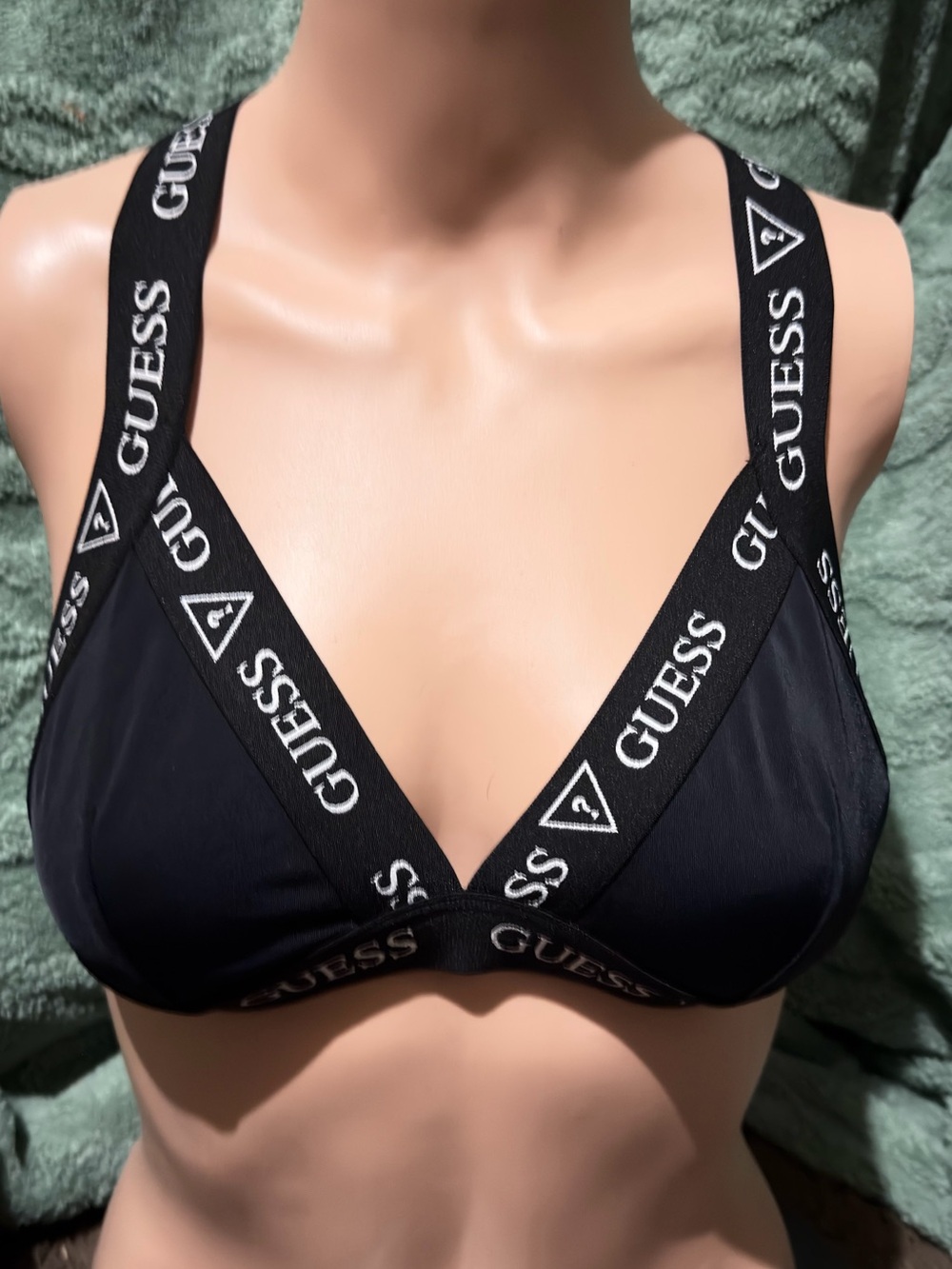 GUESS Black Bralette with Logo Elastic Straps